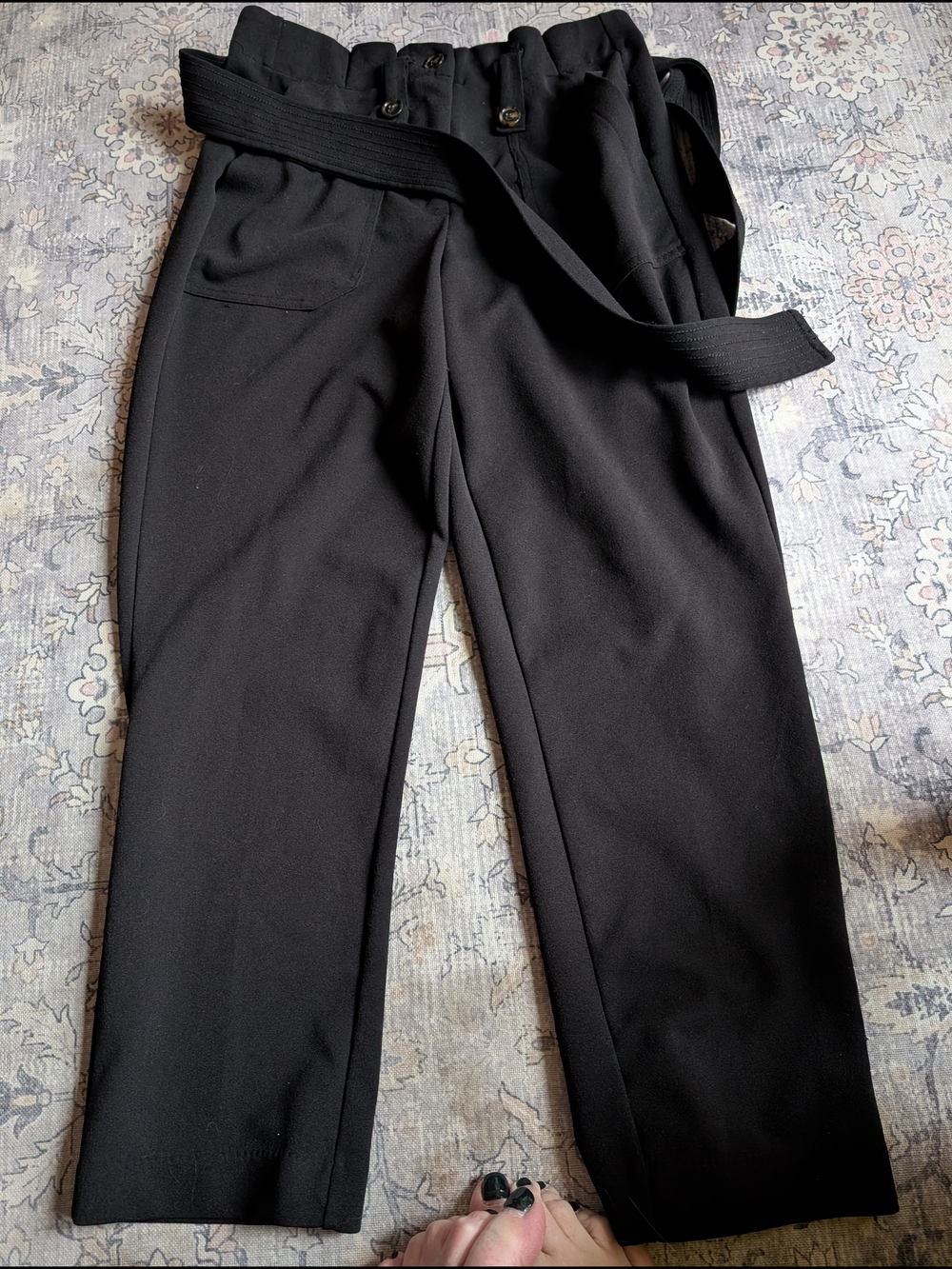High-Waist Black Trousers with Belt